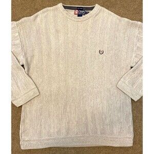 VTG Chaps Ralph Lauren Hand Framed Sweater Mens XL Herringbone Fisherman Knit